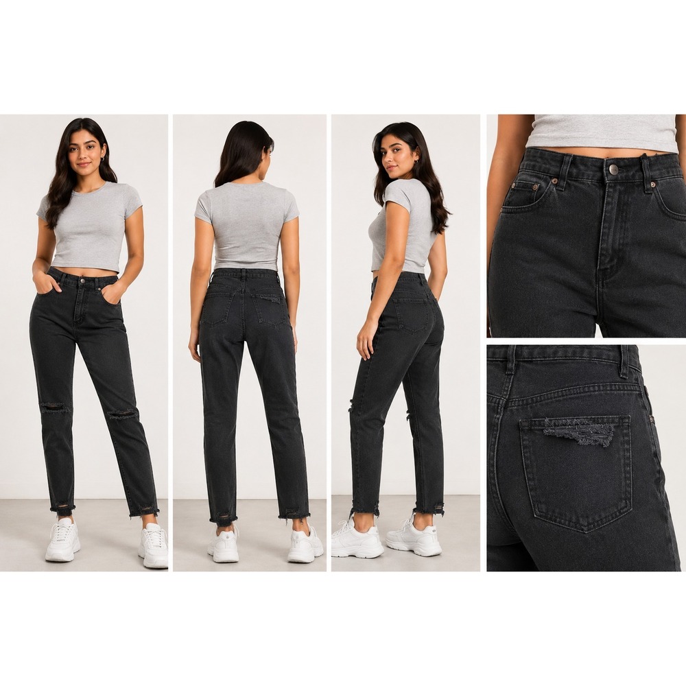 American Eagle Skinny Jeans Womens 16 Long Black Denim Stretch Heavy Distressed